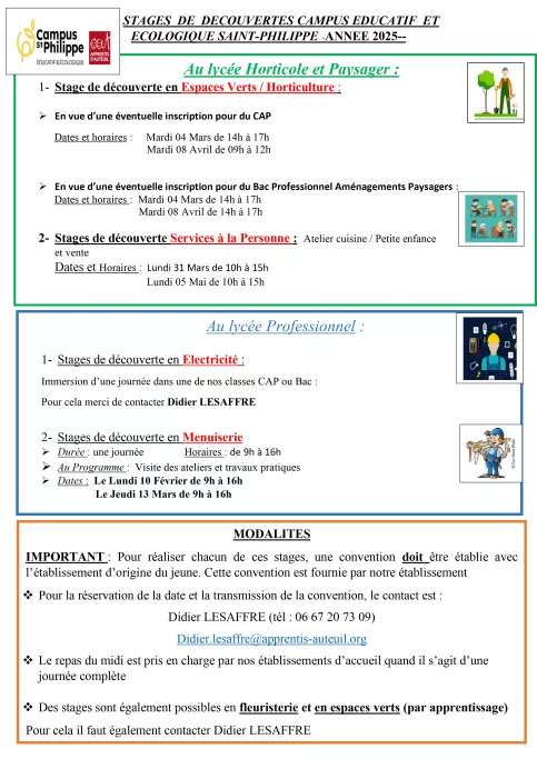 fiche détail mini-stages découvertes