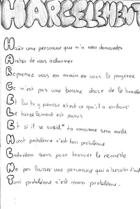 Dessin contre le harcèlement scolaire